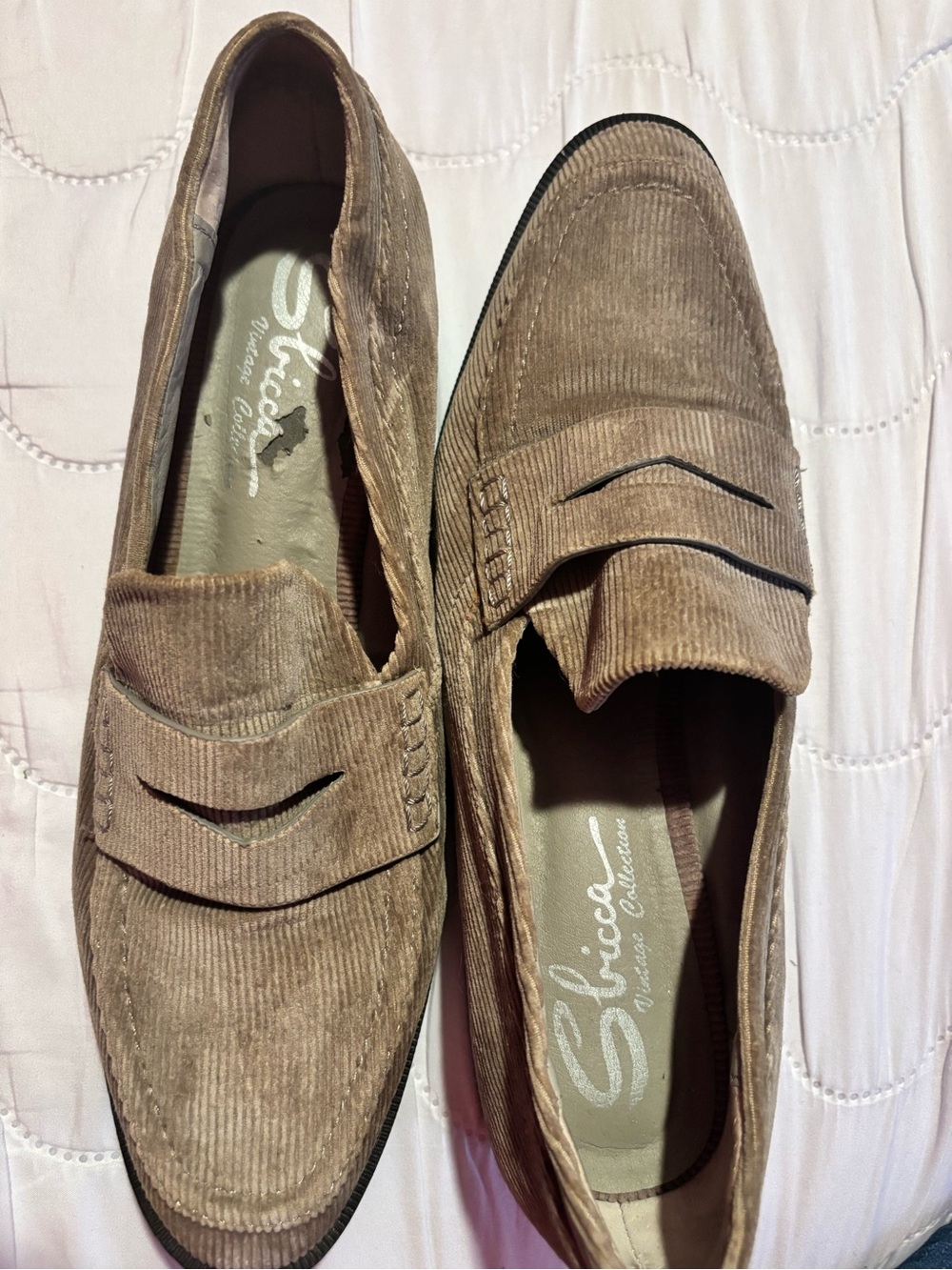 Vintage Shicca Collection Taupe Corduroy Penny Loafers Size 9 – Like New